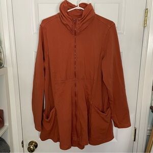 C.M.C. Orange Made in USA Cotton Full Zip Sweater Shacket Extra Large